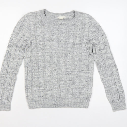H&M Women Grey S Cable Knit Crew Neck Long Sleeve Jumper