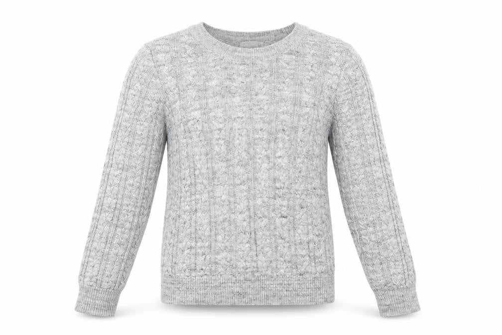 H&M Women Grey S Cable Knit Crew Neck Long Sleeve Jumper