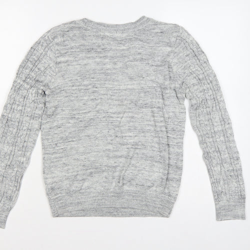 H&M Women Grey S Cable Knit Crew Neck Long Sleeve Jumper