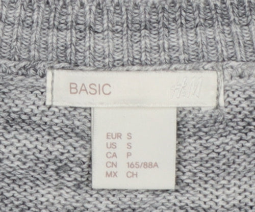 H&M Women Grey S Cable Knit Crew Neck Long Sleeve Jumper