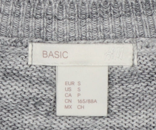 H&M Women Grey S Cable Knit Crew Neck Long Sleeve Jumper