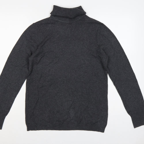 Gap Women Grey L Roll Neck Cotton Blend Knit Pullover Jumper
