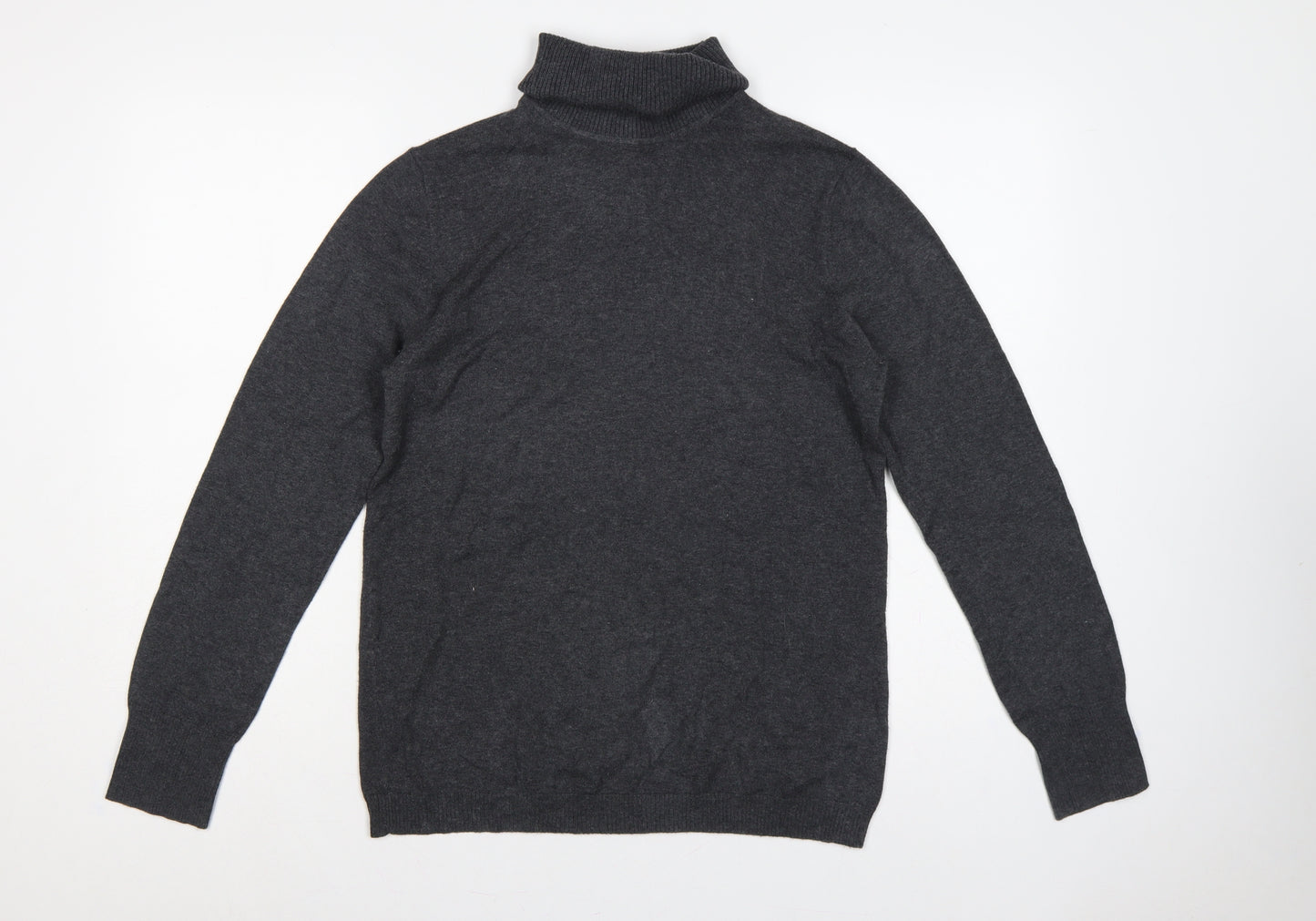 Gap Women Grey L Roll Neck Cotton Blend Knit Pullover Jumper