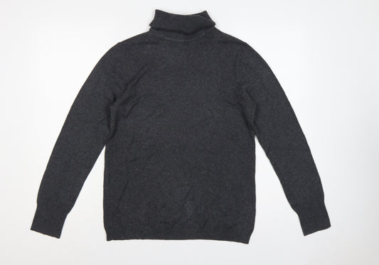 Gap Women Grey L Roll Neck Cotton Blend Knit Pullover Jumper