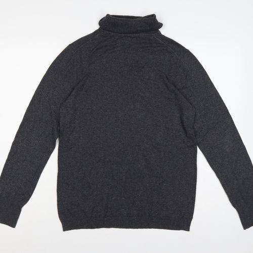 Gap Women Grey L Roll Neck Cotton Blend Knit Pullover Jumper