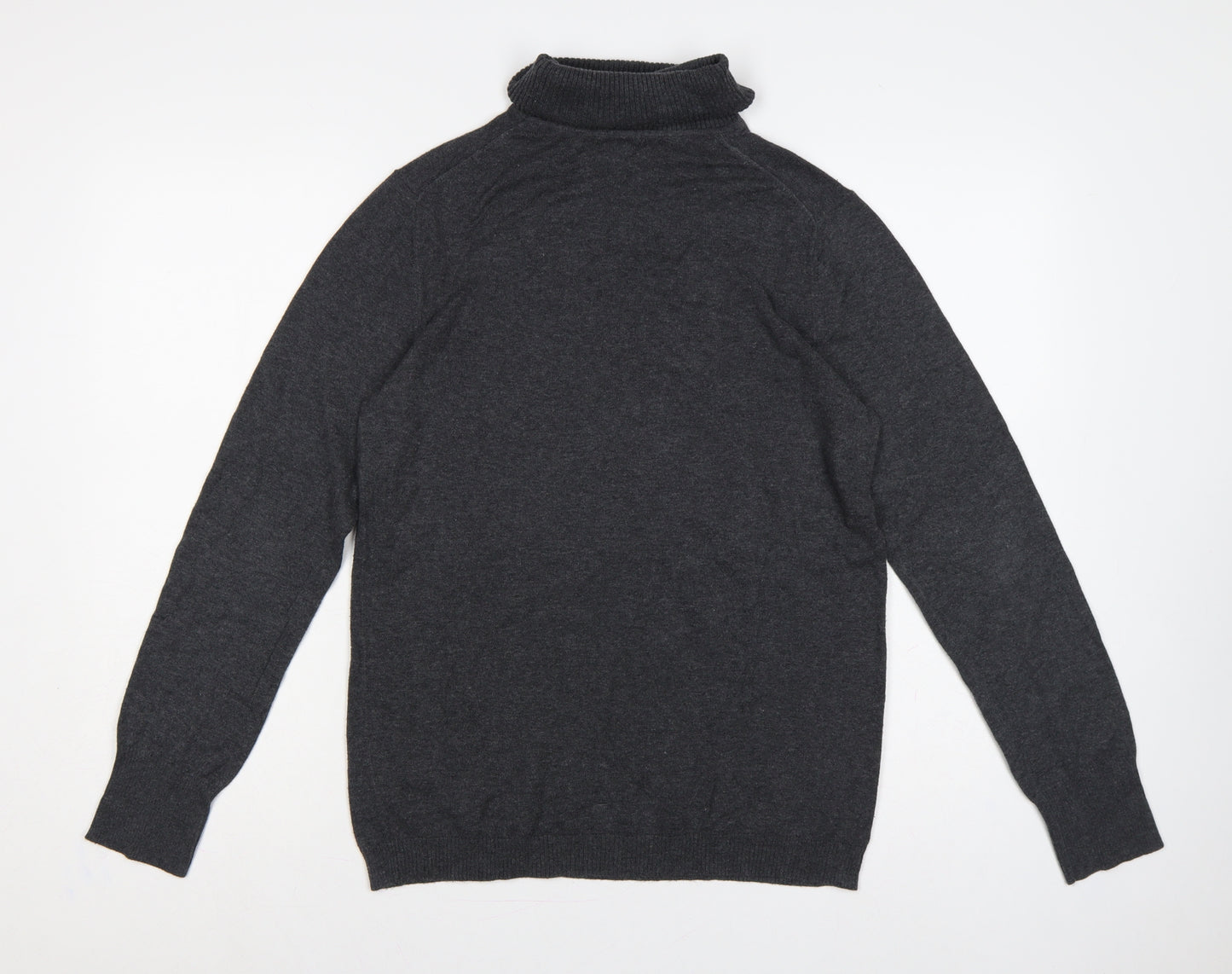 Gap Women Grey L Roll Neck Cotton Blend Knit Pullover Jumper