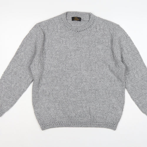 Perry Gold London Women’s Grey M Cable Knit Crew Neck Jumper