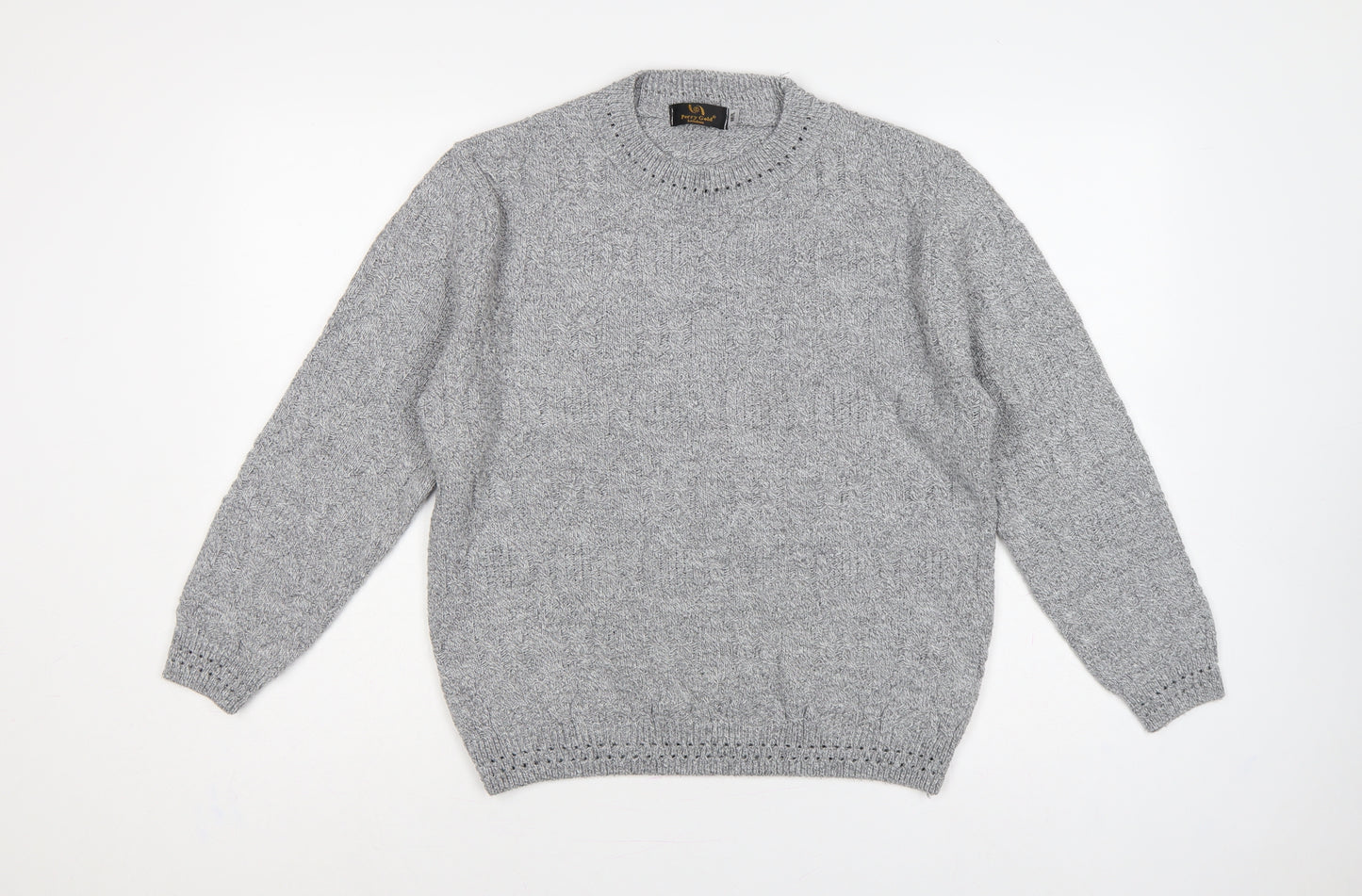 Perry Gold London Women’s Grey M Cable Knit Crew Neck Jumper