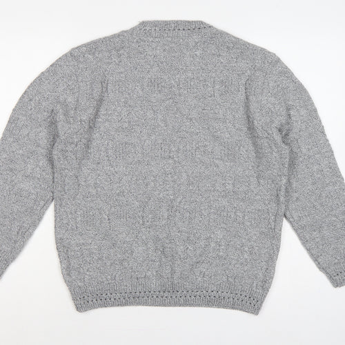 Perry Gold London Women’s Grey M Cable Knit Crew Neck Jumper