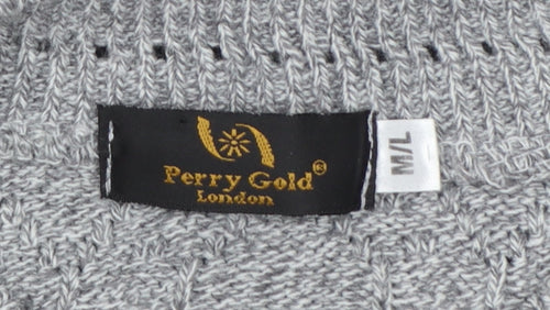 Perry Gold London Women’s Grey M Cable Knit Crew Neck Jumper