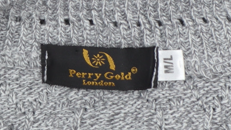 Perry Gold London Women’s Grey M Cable Knit Crew Neck Jumper