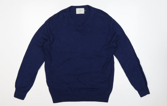 John Lewis Men’s Blue Cotton Rich V-Neck Pullover Jumper M