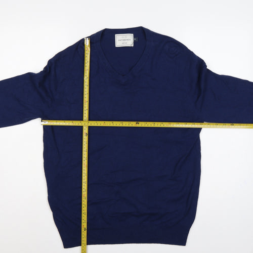 John Lewis Men’s Blue Cotton Rich V-Neck Pullover Jumper M