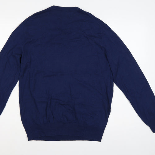 John Lewis Men’s Blue Cotton Rich V-Neck Pullover Jumper M