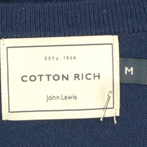 John Lewis Men’s Blue Cotton Rich V-Neck Pullover Jumper M