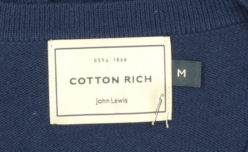John Lewis Men’s Blue Cotton Rich V-Neck Pullover Jumper M