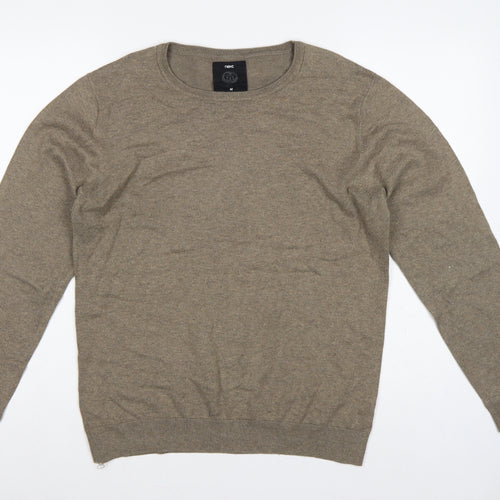 Next Men’s Brown Cotton Blend Crew Neck Pullover Jumper Size M
