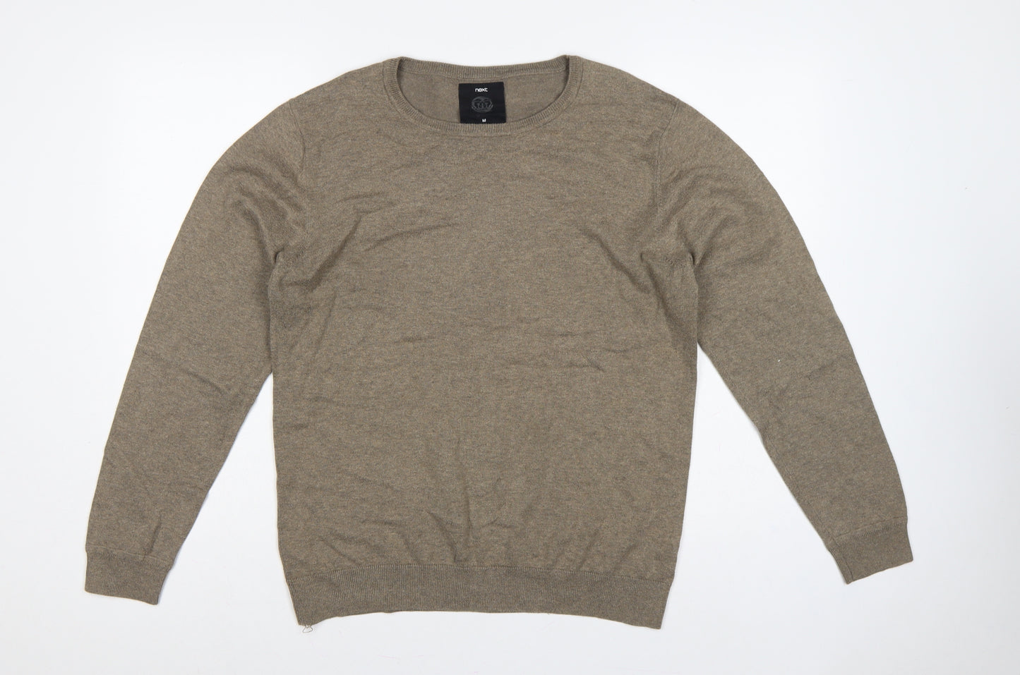Next Men’s Brown Cotton Blend Crew Neck Pullover Jumper Size M