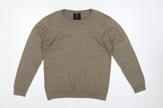 Next Men’s Brown Cotton Blend Crew Neck Pullover Jumper Size M