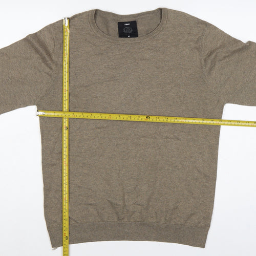 Next Men’s Brown Cotton Blend Crew Neck Pullover Jumper Size M
