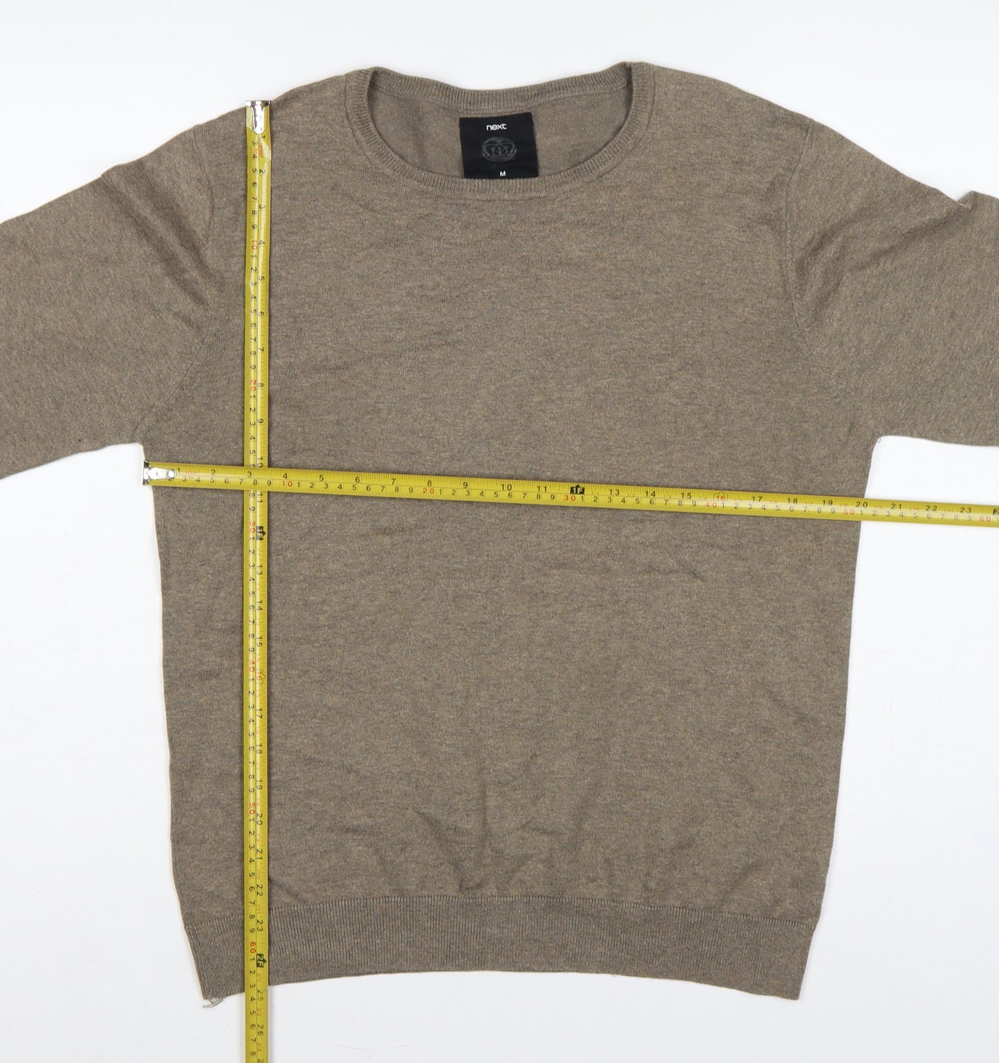 Next Men’s Brown Cotton Blend Crew Neck Pullover Jumper Size M