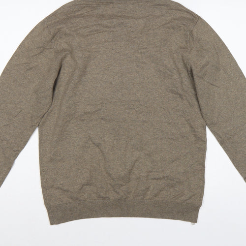Next Men’s Brown Cotton Blend Crew Neck Pullover Jumper Size M