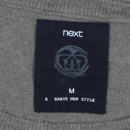 Next Men’s Brown Cotton Blend Crew Neck Pullover Jumper Size M