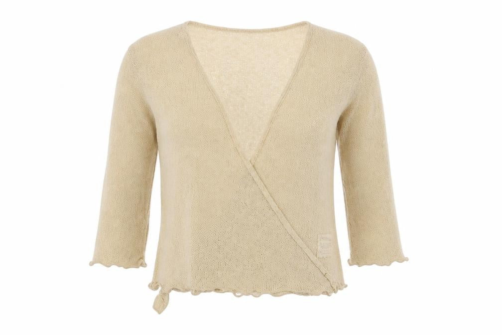 Isle Women Beige Size 14 Open-Knit Wrap Long Sleeve Cardigan