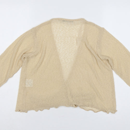 Isle Women Beige Size 14 Open-Knit Wrap Long Sleeve Cardigan