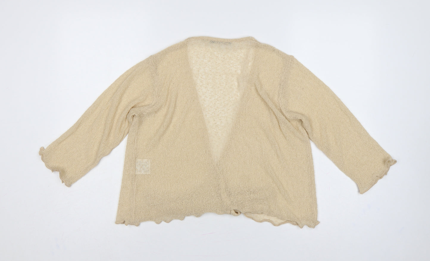 Isle Women Beige Size 14 Open-Knit Wrap Long Sleeve Cardigan