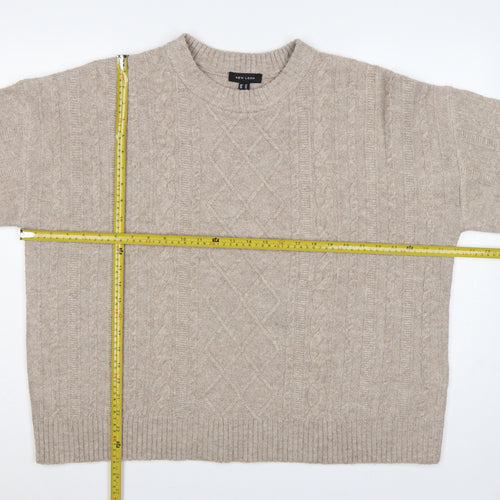 New Look Women Beige XL Cable-Knit Crew Neck Long Sleeve Pullover Jumper