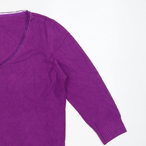 Per Una Women’s Purple Size 14 V-Neck Long Sleeve Knit Pullover Jumper