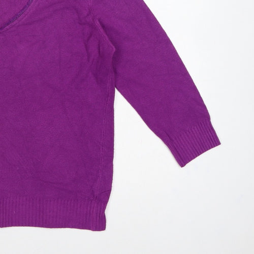 Per Una Women’s Purple Size 14 V-Neck Long Sleeve Knit Pullover Jumper