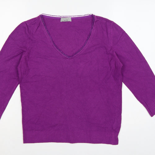 Per Una Women’s Purple Size 14 V-Neck Long Sleeve Knit Pullover Jumper