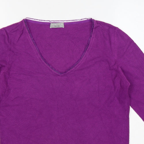 Per Una Women’s Purple Size 14 V-Neck Long Sleeve Knit Pullover Jumper
