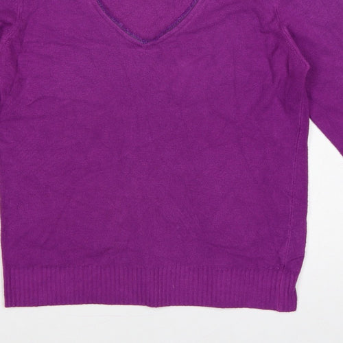Per Una Women’s Purple Size 14 V-Neck Long Sleeve Knit Pullover Jumper
