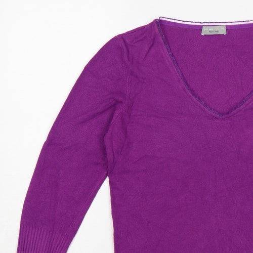 Per Una Women’s Purple Size 14 V-Neck Long Sleeve Knit Pullover Jumper