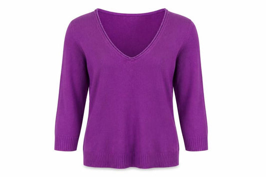 Per Una Women’s Purple Size 14 V-Neck Long Sleeve Knit Pullover Jumper