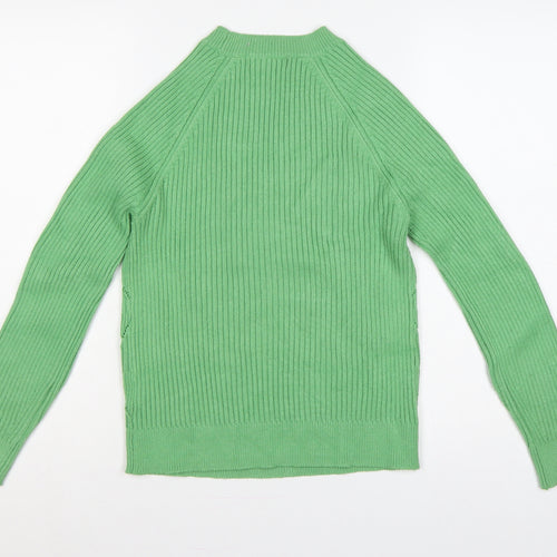 Marks and Spencer Women Green S Argyle Rib Knit Crew Neck Jumper