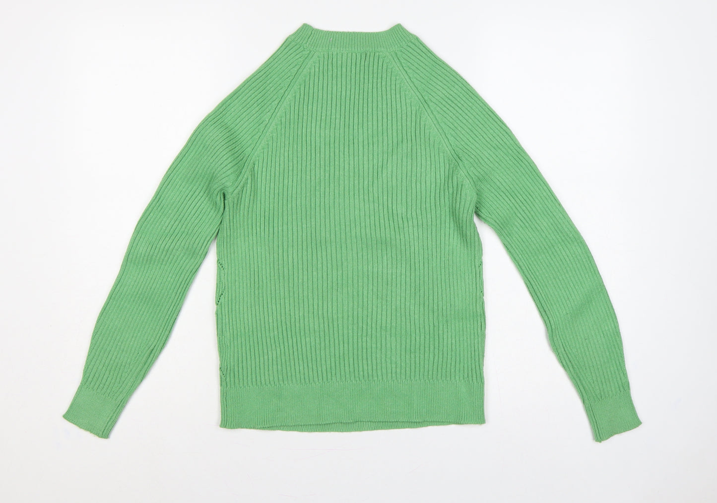 Marks and Spencer Women Green S Argyle Rib Knit Crew Neck Jumper