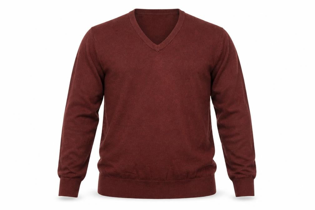 Front view of Marks & Spencer men’s brown cotton v-neck jumper l