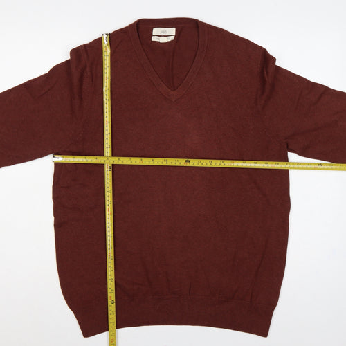 Marks and Spencer Mens Brown Cotton V-Neck Pullover Jumper L