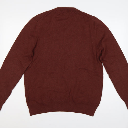 Marks and Spencer Mens Brown Cotton V-Neck Pullover Jumper L
