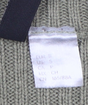 H&M Divided Women Green S Rib Knit Cropped V-Neck Cardigan