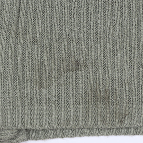 H&M Divided Women Green S Rib Knit Cropped V-Neck Cardigan