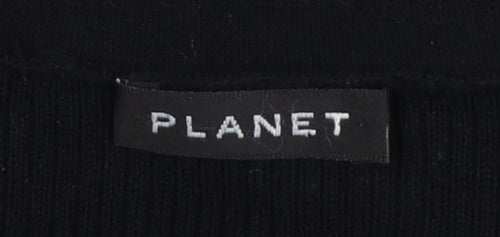 Planet Women Black M Rib Knit Tie Front Wrap Cardigan Long Sleeve