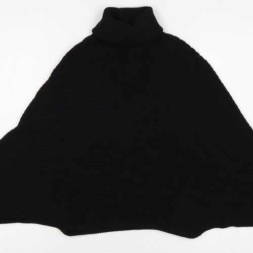 Revamped Women’s Black M Roll Neck Batwing Knit Cape Jumper