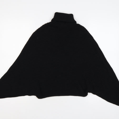 Revamped Women’s Black M Roll Neck Batwing Knit Cape Jumper