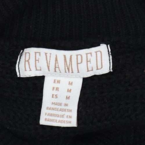 Revamped Women’s Black M Roll Neck Batwing Knit Cape Jumper
