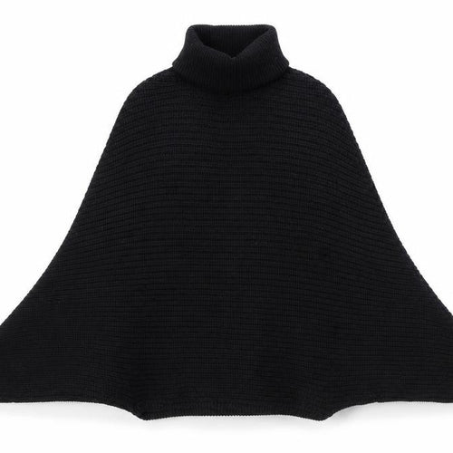 Revamped Women’s Black M Roll Neck Batwing Knit Cape Jumper